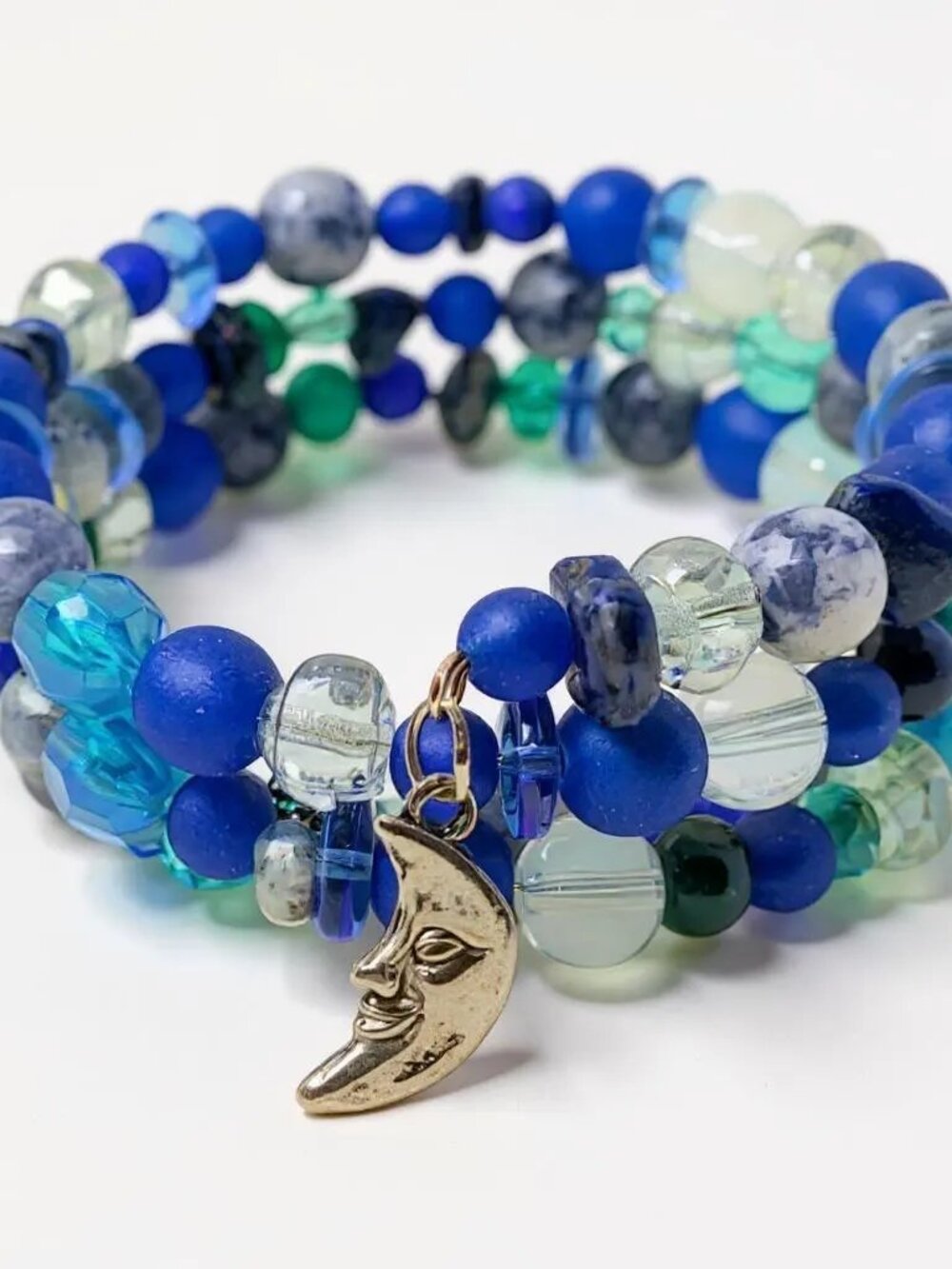 Blue Moon Wire Wrap Bracelet One Size Fits All - Handmade Jewelry
